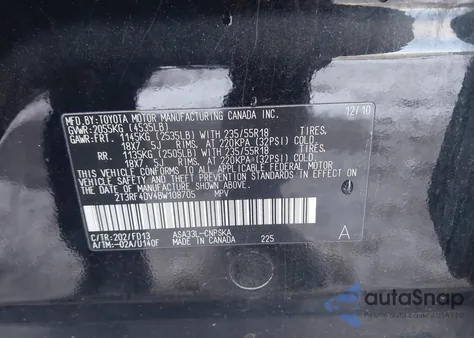 2011 Toyota Rav4 Sport z USA, uszkodzony, nr VIN 2T3RF4DV4BW108705